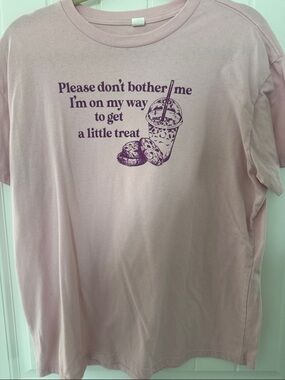 Pink Graphic Tee with Treat Illustration